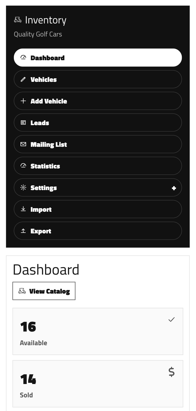 Mobile dealer portal dashboard